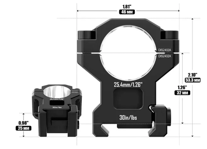 Кільця Discovery Scope Mount Rings 7075AL (25.4 мм) Medium ВН - 19.3 мм Фото 2
